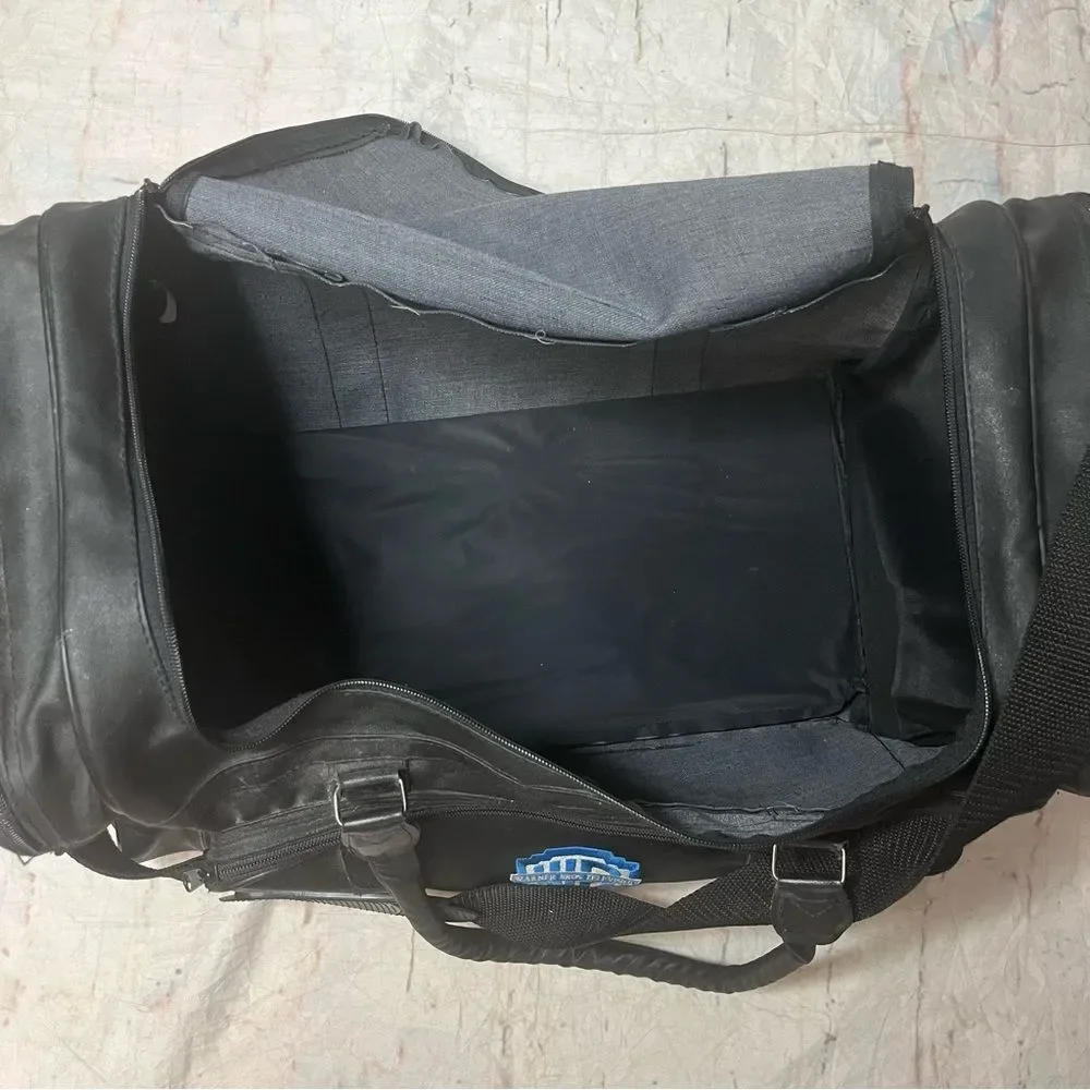 WARNER BROS TELEVISION Black Duffle Bag Duffel Nylon Top Handle Strap VINTAGE